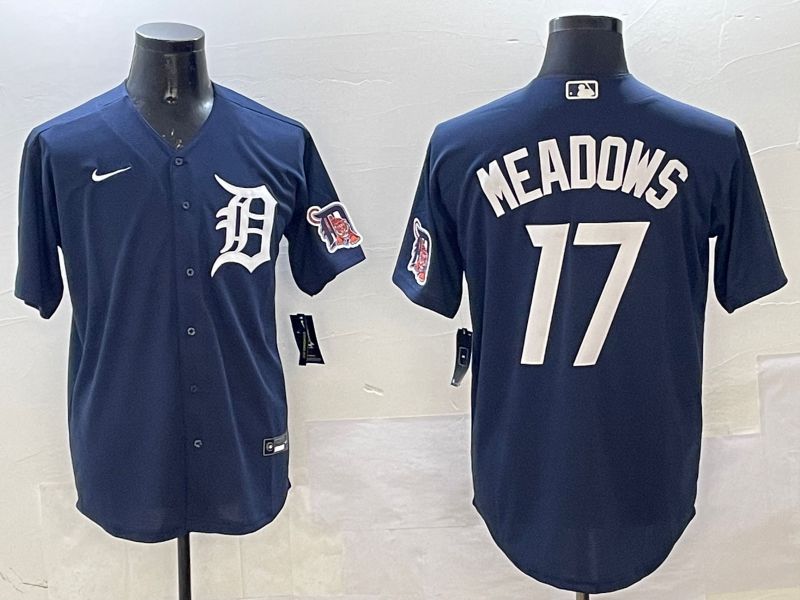 Men Detroit Tigers #17 Meadows Drak Blue Game 2025 Nike MLB Jersey style 5